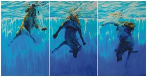 Triptychon "In to the deep " aus den Blauen Zyclus,180x95cm x3,Öl/Leinwand 2009 