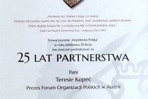 Podziękowanie za 25 lat partnerstwa i współpracy.