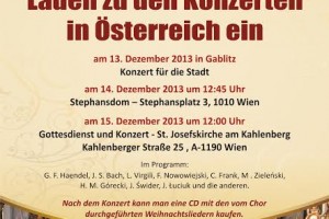 Der gemischte Chor CANTICUM IUBILAEUM laden zu den Konzerten in Österreich ein.