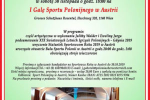 I Gala Sportu Polonijnego w Austrii – zaproszenie